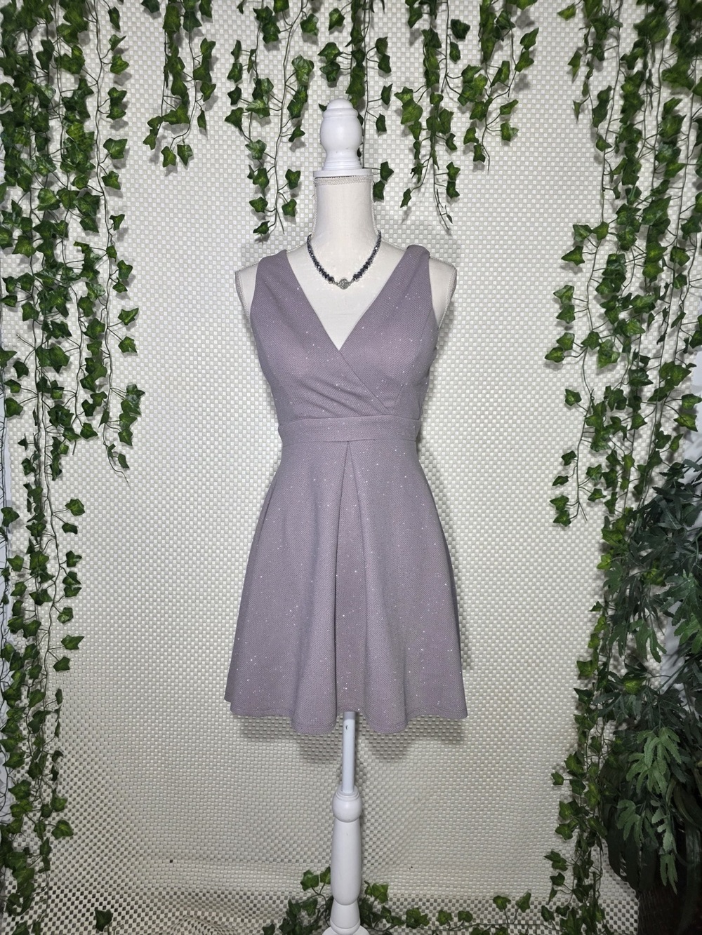 Windsor Lavender Sparkle V-Neck Party Dress